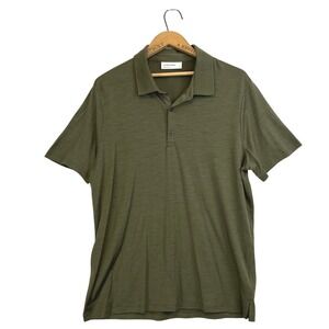 Icebreaker Mens Short Sleeve Merino Wool Polo Shirt Size Large Olive Green